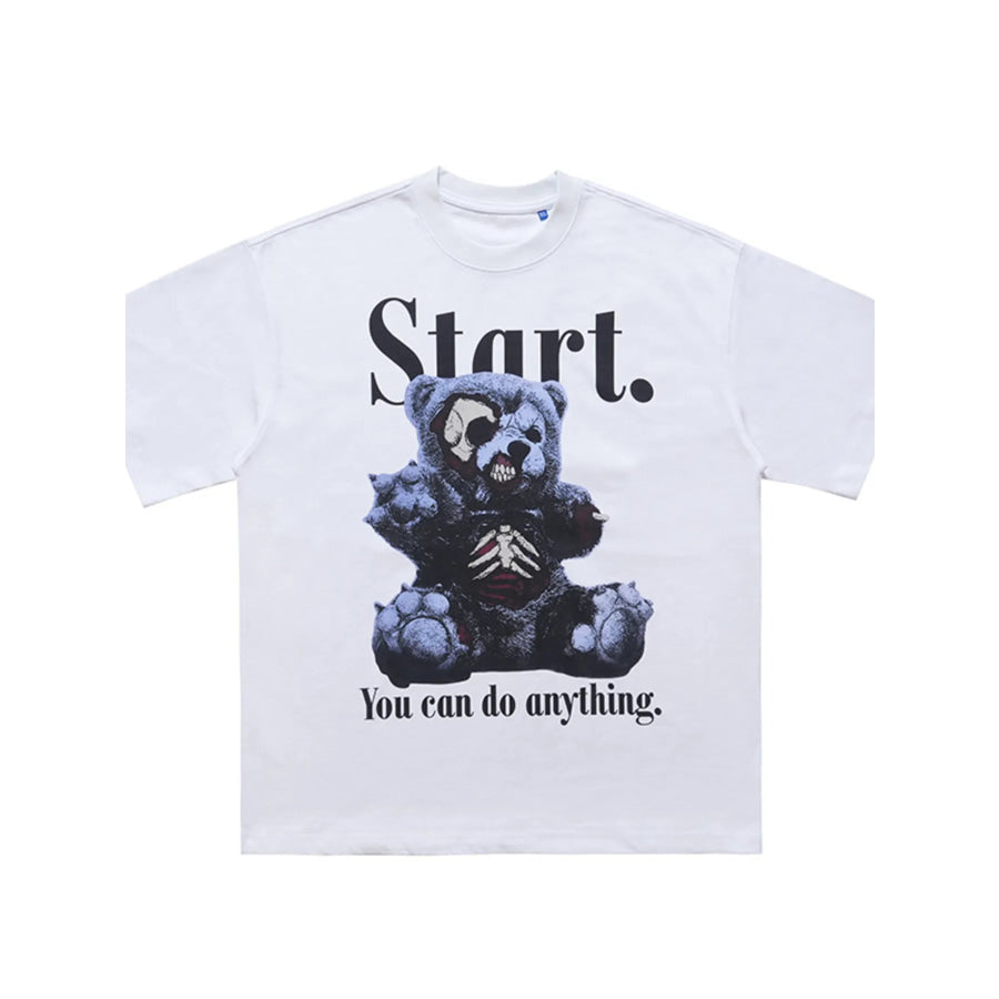Men’s Teddy Bear Graphic Round Neck Oversized T-Shirt Apparel and Accessories