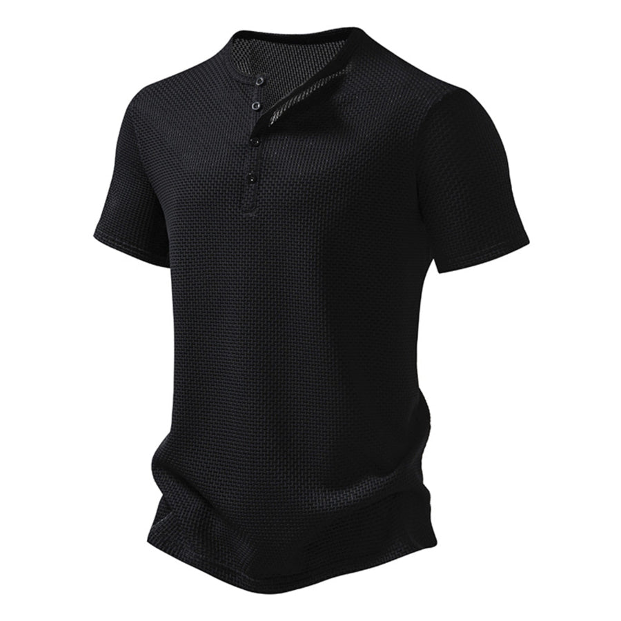 Men’s Textured Henley Button Detail T-Shirt Apparel and Accessories