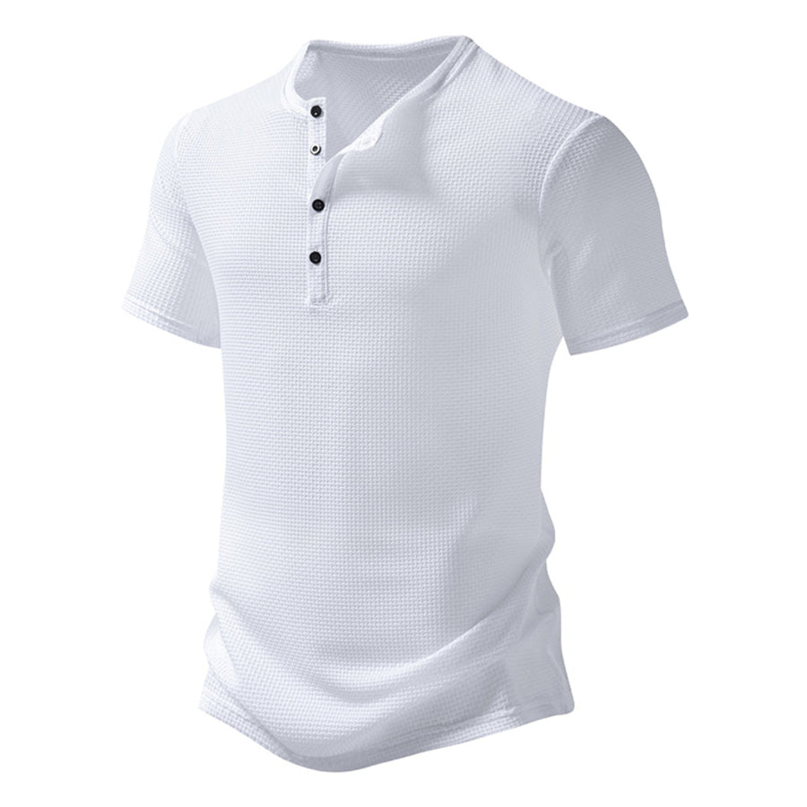 Men’s Textured Henley Button Detail T-Shirt Apparel and Accessories