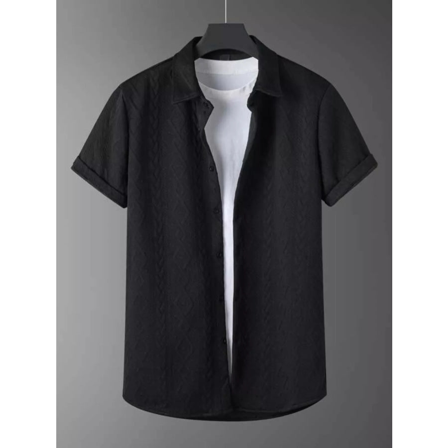 Men’s Textured Knit Short Sleeve Polo & Shorts Set Apparel and Accessories