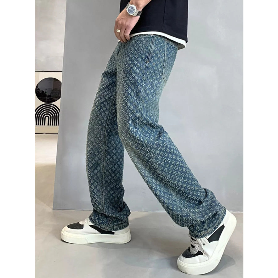 Men’s Textured Pattern Relaxed Fit Jeans Apparel and Accessories