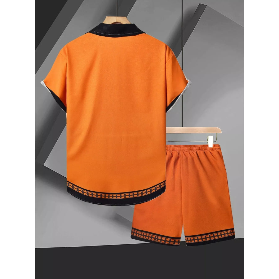 Men’s Tropical Palm Tree Print Short Sleeve Shirt and Shorts Set Apparel and Accessories