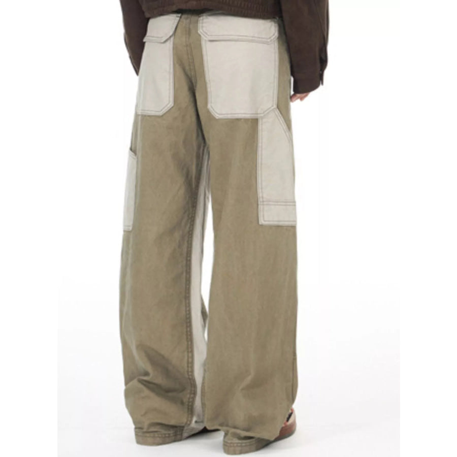 Men’s Two-Tone Wide Leg Cargo Pants Apparel and Accessories