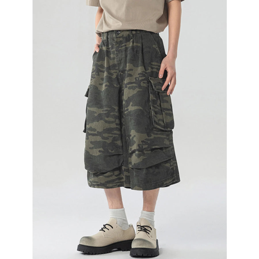 Men’s Urban Camo Wide Leg Cargo Pants Apparel and Accessories