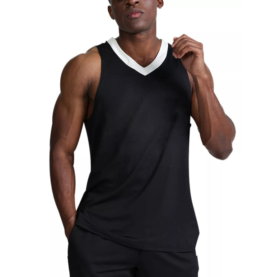 Men’s V-Neck Performance Active Tank Black / M Apparel and Accessories