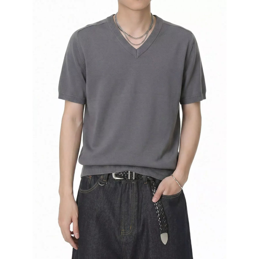 Men’s V-Neck Short-Sleeve Knit T-Shirt