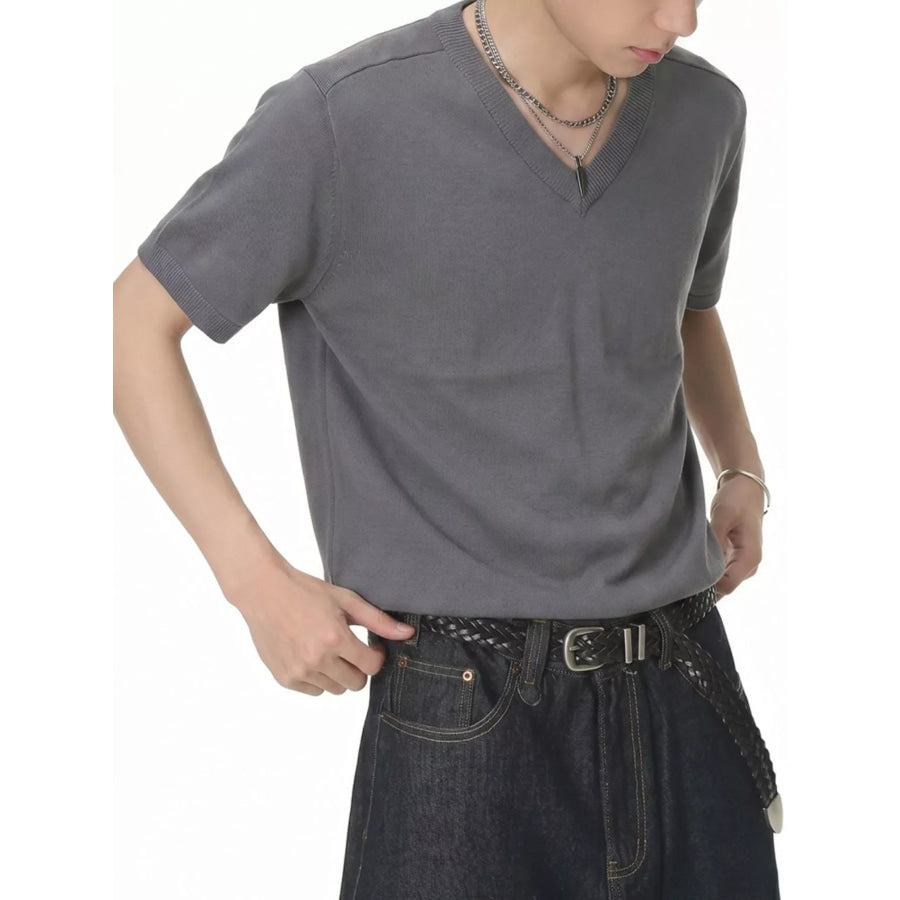 Men’s V-Neck Short-Sleeve Knit T-Shirt