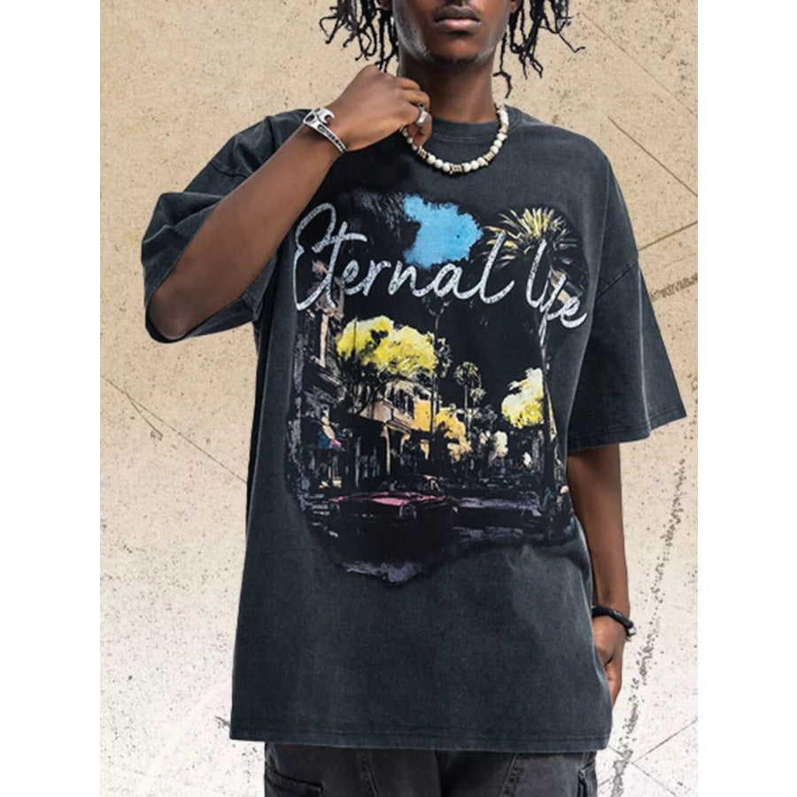 Men’s Vintage Graphic Half Sleeve T-Shirt Black / M Apparel and Accessories