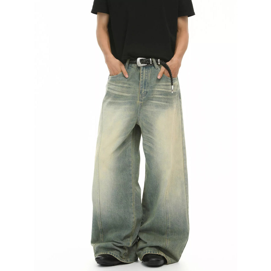 Men’s Vintage Wash Wide Leg Jeans Blue / S