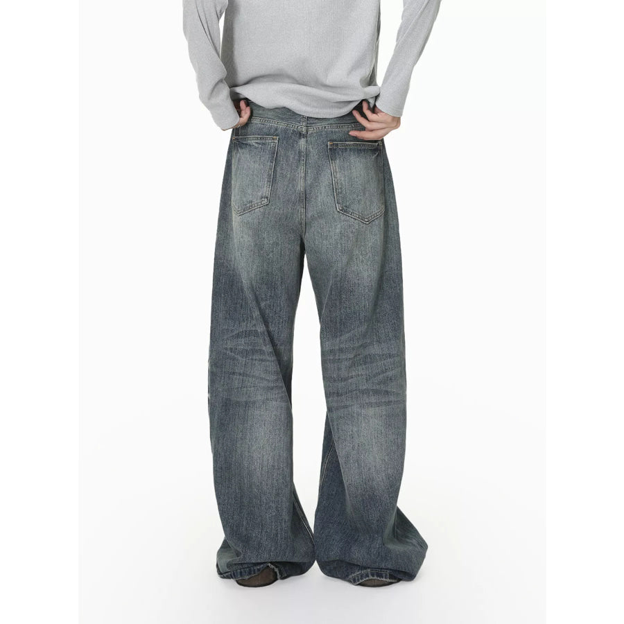 Men’s Vintage Wash Wide Leg Jeans