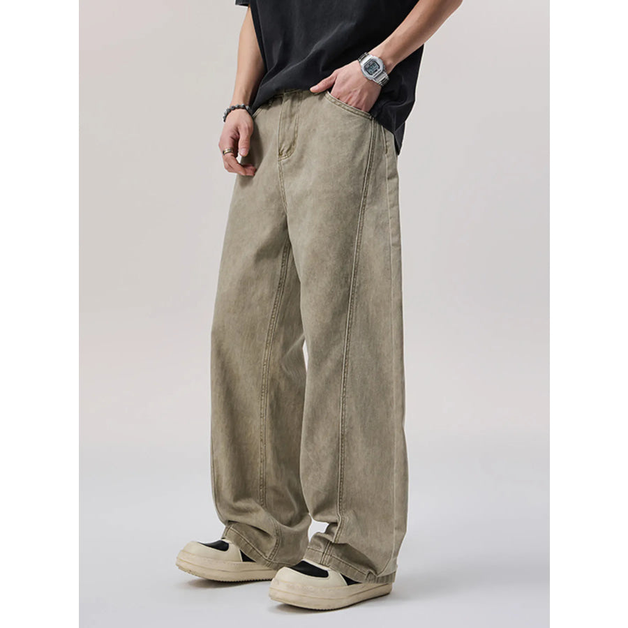 Men’s Vintage Wash Wide Leg Pants Apparel and Accessories
