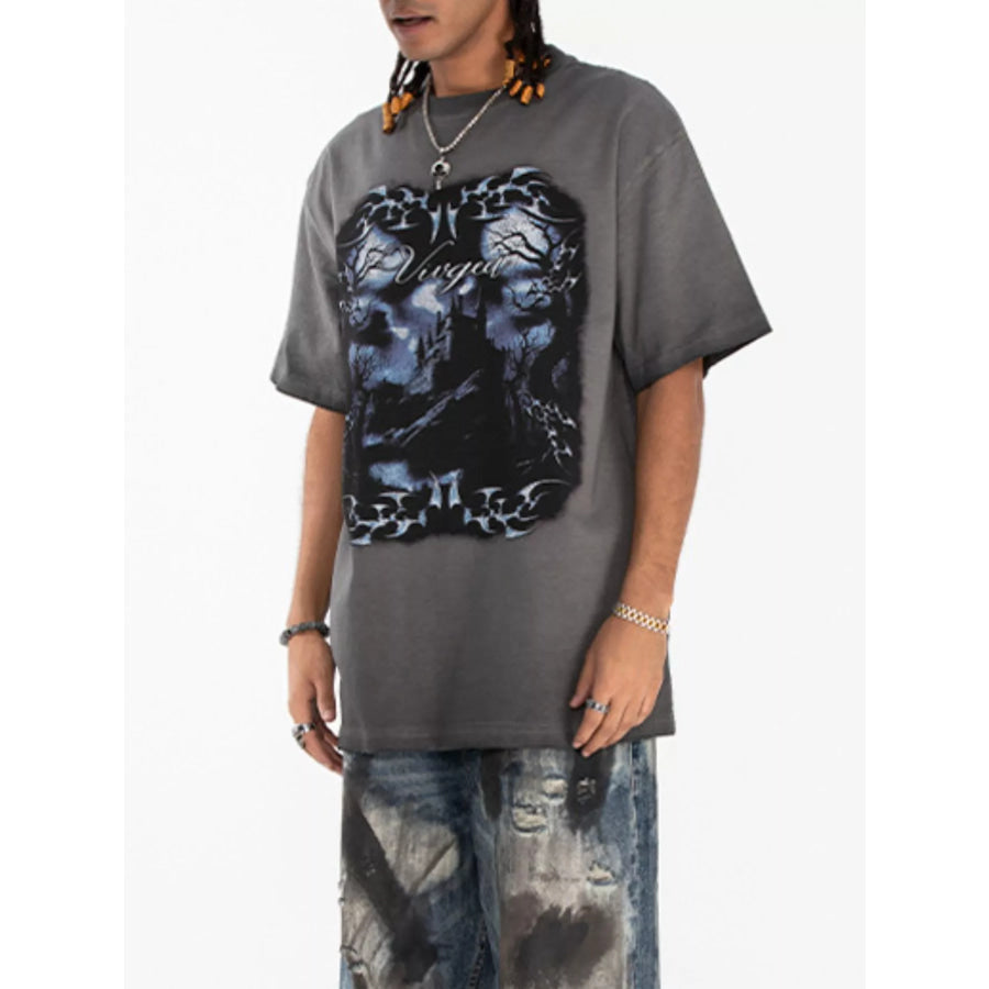 Men’s Vintage Washed Graphic Oversized T-Shirt Apparel and Accessories