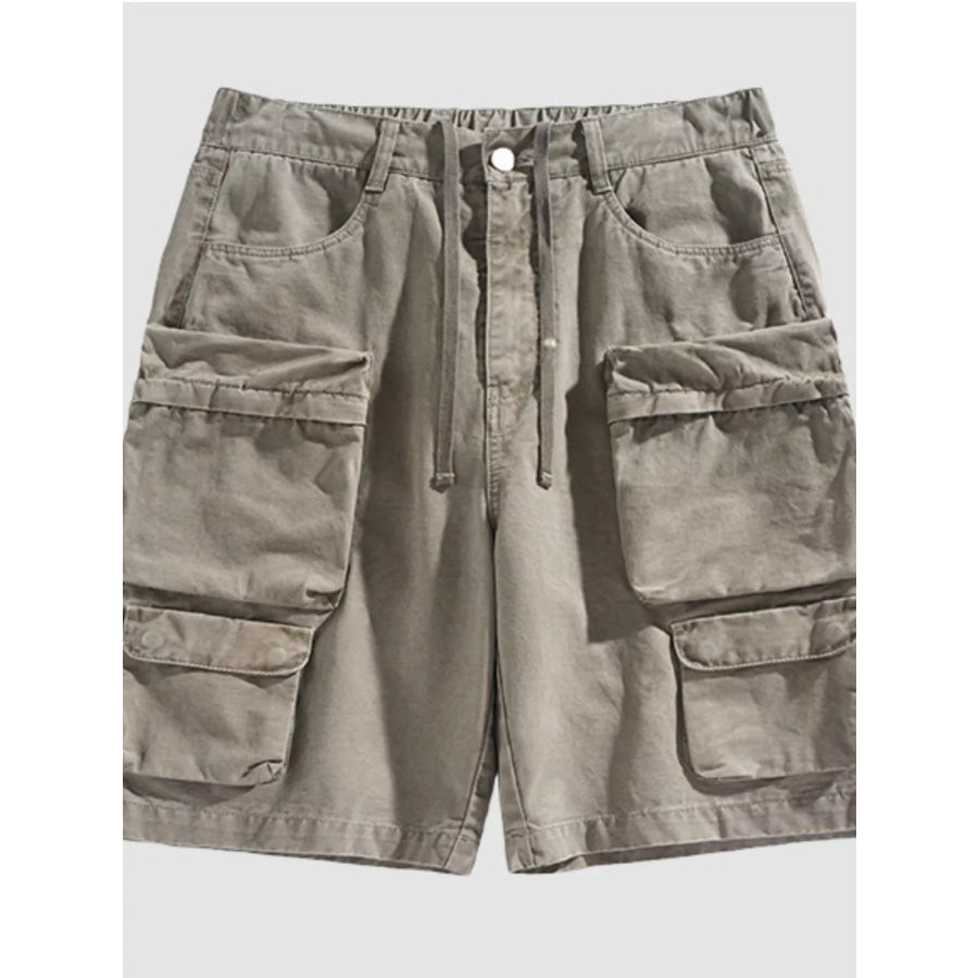 Men’s Vintage Washed Multi-Pocket Cargo Shorts Khaki / M Apparel and Accessories