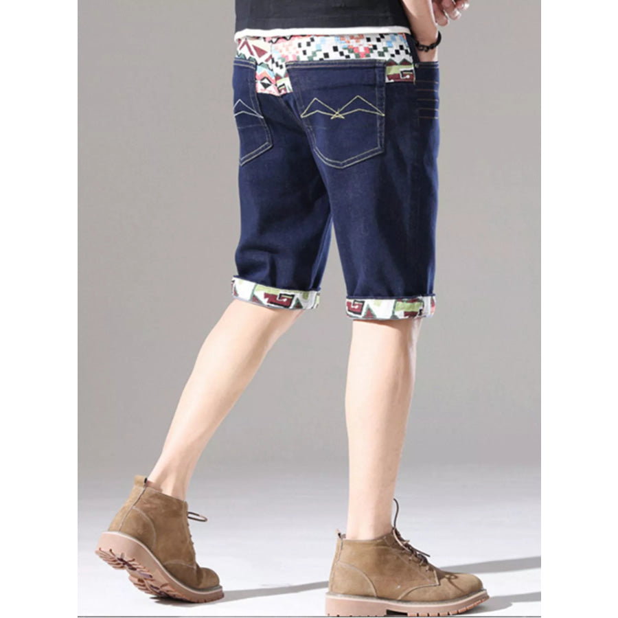 Men’s Wash Denim Shorts with Rolled Cuffs Apparel and Accessories