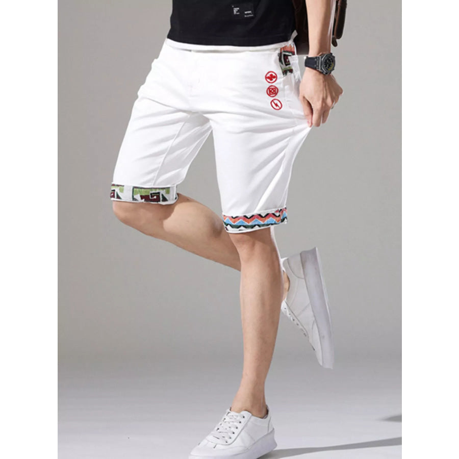 Men’s Wash Denim Shorts with Rolled Cuffs White / 28 Apparel and Accessories