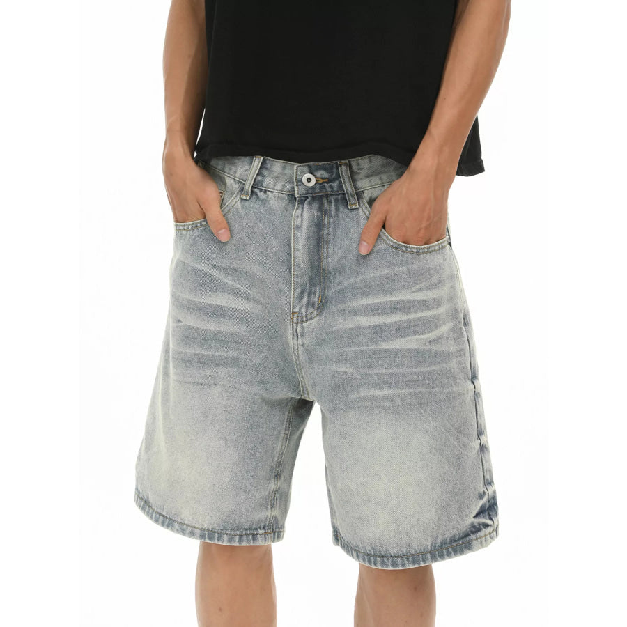 Men’s Wash Relaxed Fit Denim Shorts Blue / S Apparel and Accessories