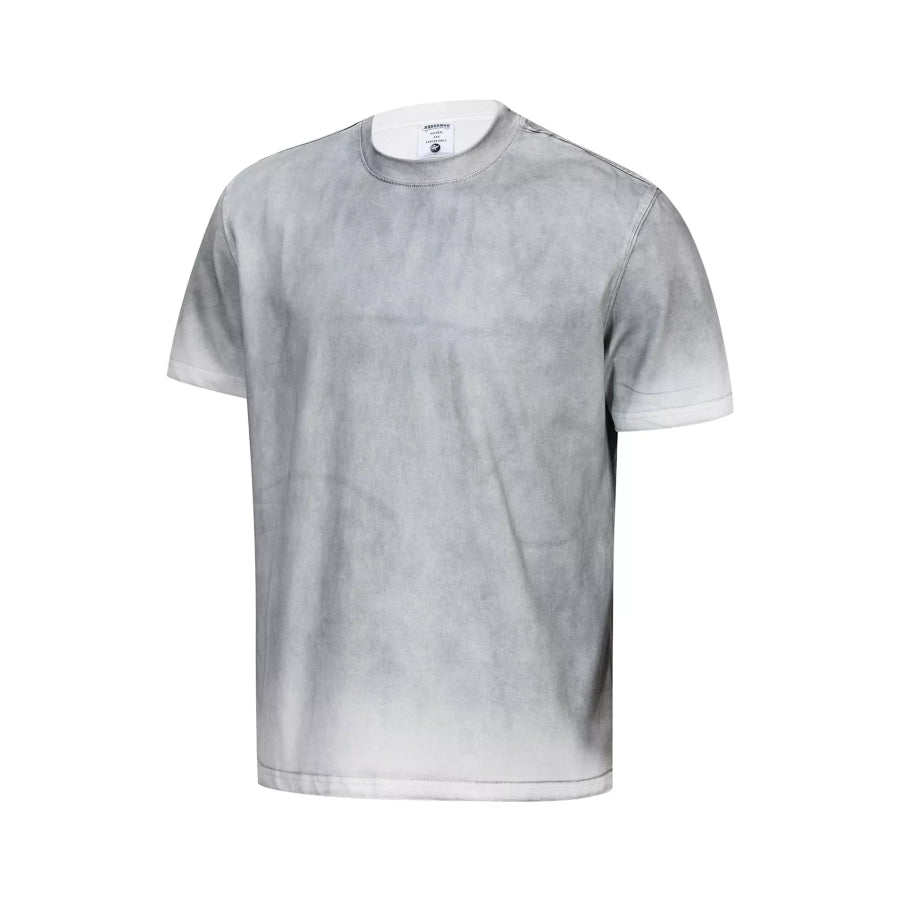 Men’s Washed Round Neck Short Sleeve T-Shirt White Gray / M