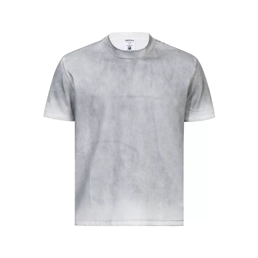 Men’s Washed Round Neck Short Sleeve T-Shirt White Gray / M