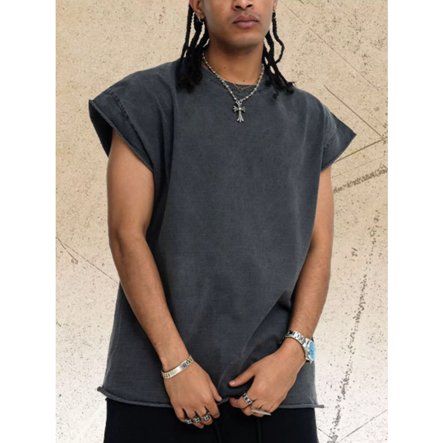 Men’s Washed Round Neck Tank Dark Gray / M Apparel and Accessories