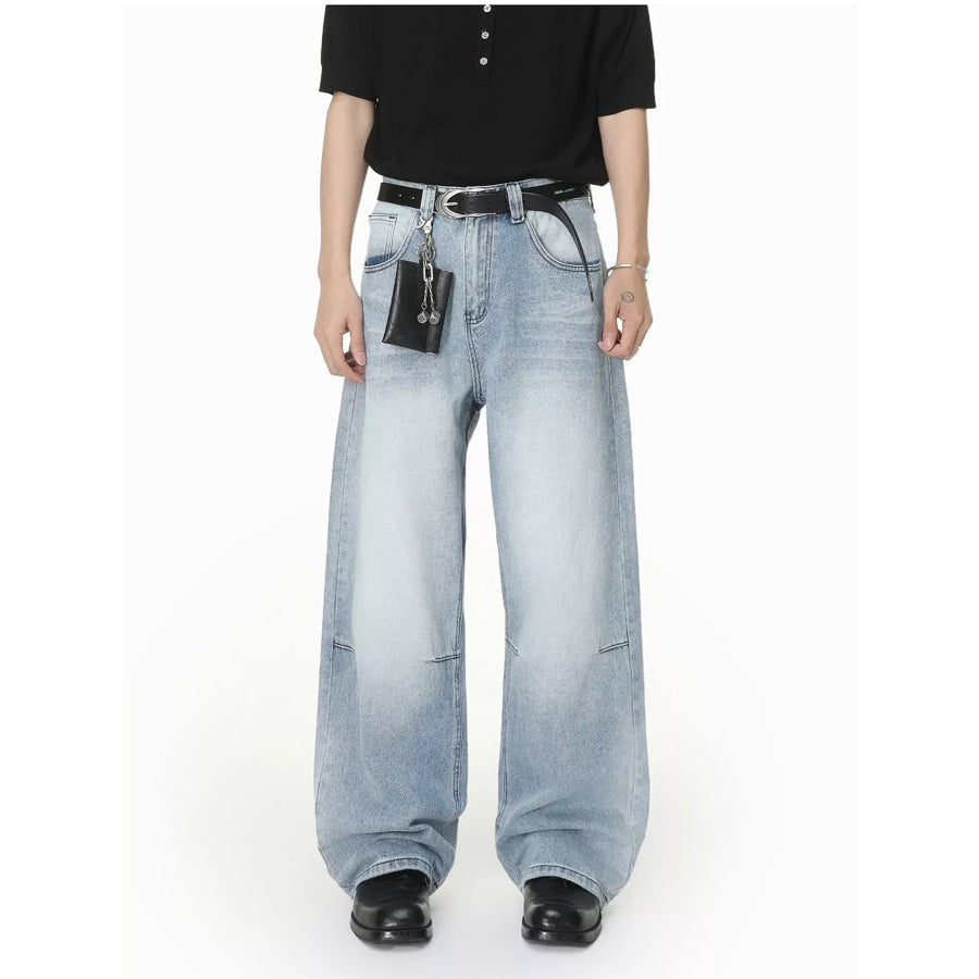 Men’s Washed Wide-Leg Jeans Apparel and Accessories