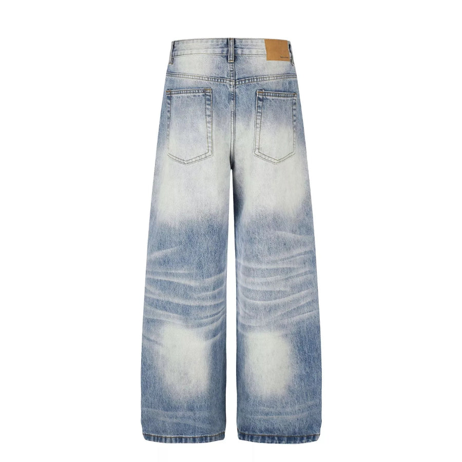 Men’s Washed Wide Leg Jeans Apparel and Accessories