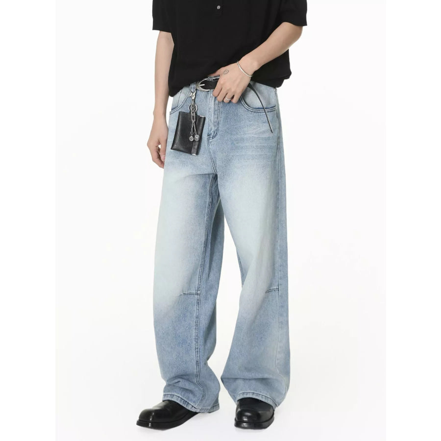 Men’s Washed Wide-Leg Jeans Apparel and Accessories