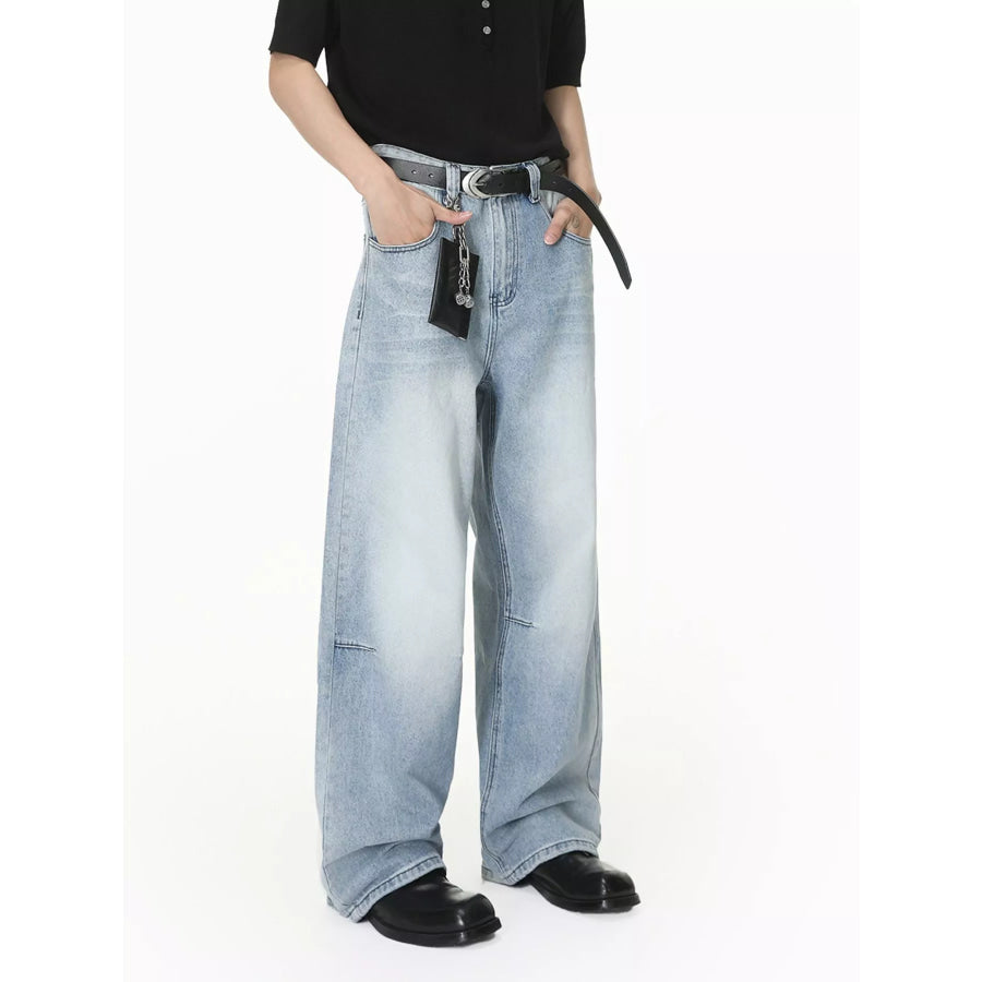 Men’s Washed Wide-Leg Jeans Apparel and Accessories