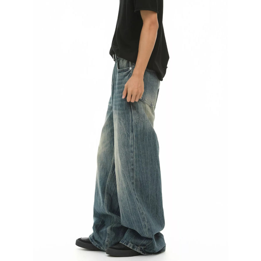 Men’s Washed Wide Leg Jeans Apparel and Accessories