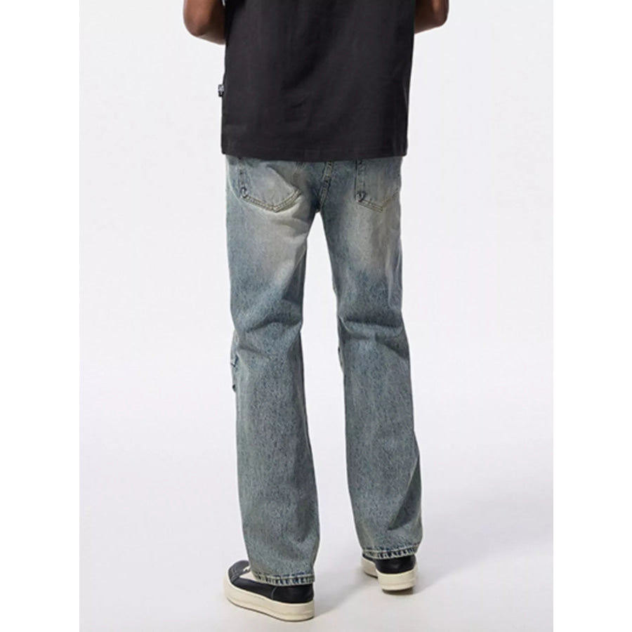 Men’s Washed Wide Leg Jeans Apparel and Accessories