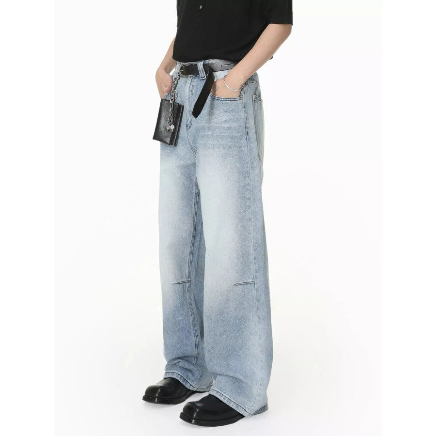 Men’s Washed Wide-Leg Jeans Apparel and Accessories