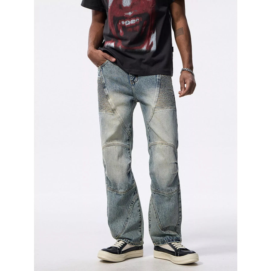 Men’s Washed Wide Leg Jeans Apparel and Accessories