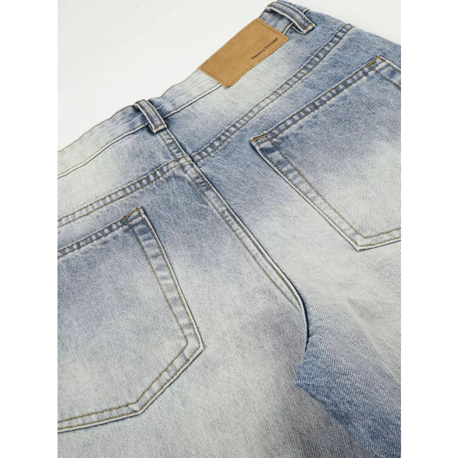 Men’s Washed Wide Leg Jeans Apparel and Accessories
