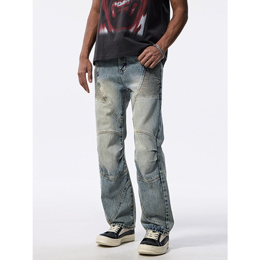 Men’s Washed Wide Leg Jeans Apparel and Accessories