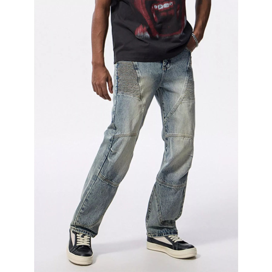 Men’s Washed Wide Leg Jeans Apparel and Accessories