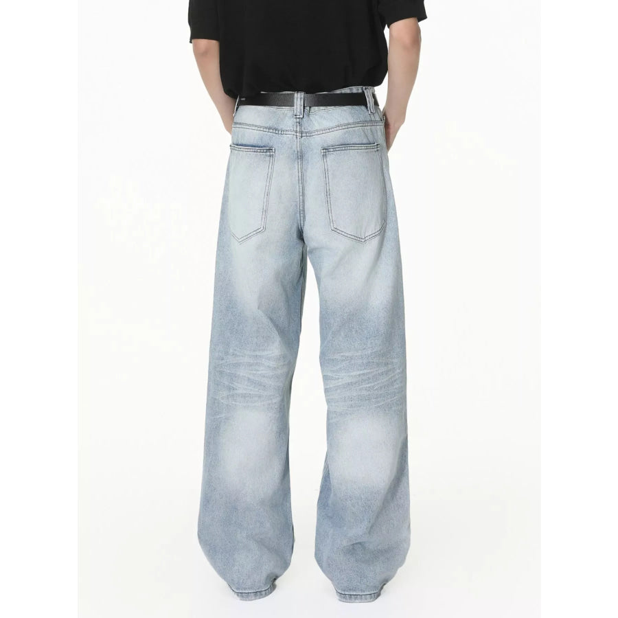 Men’s Washed Wide-Leg Jeans Apparel and Accessories