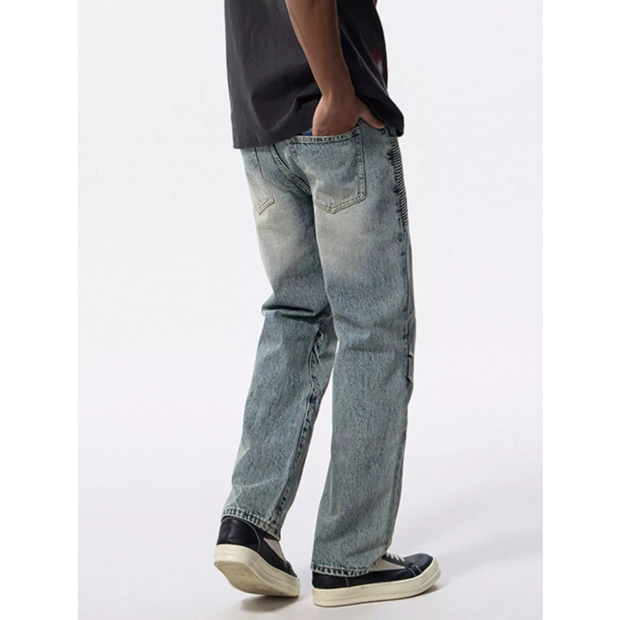 Men’s Washed Wide Leg Jeans Apparel and Accessories