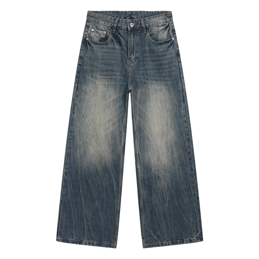 Men’s Washed Wide Leg Jeans Apparel and Accessories
