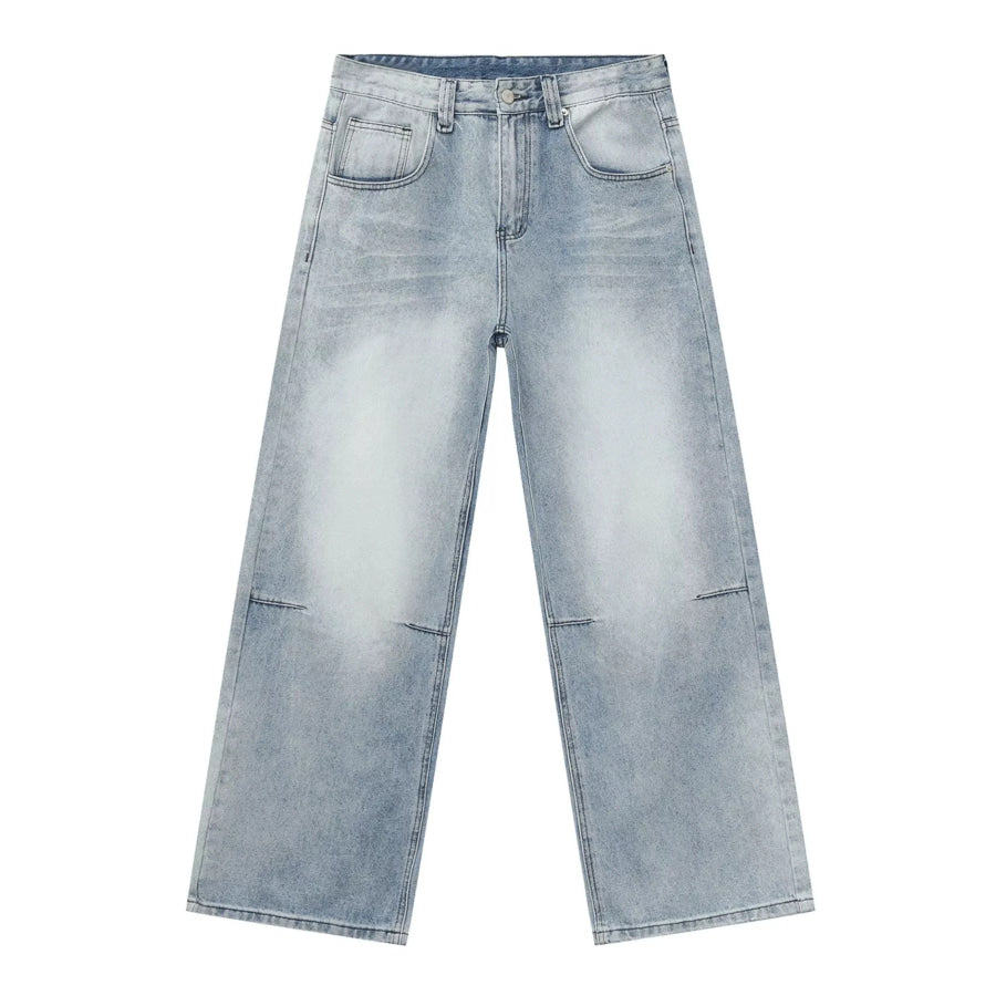 Men’s Washed Wide-Leg Jeans Apparel and Accessories