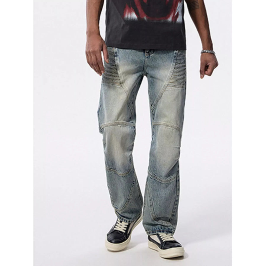 Men’s Washed Wide Leg Jeans Apparel and Accessories