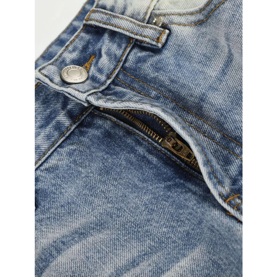 Men’s Washed Wide Leg Jeans Apparel and Accessories
