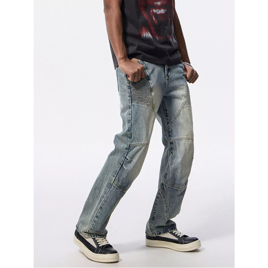 Men’s Washed Wide Leg Jeans Apparel and Accessories