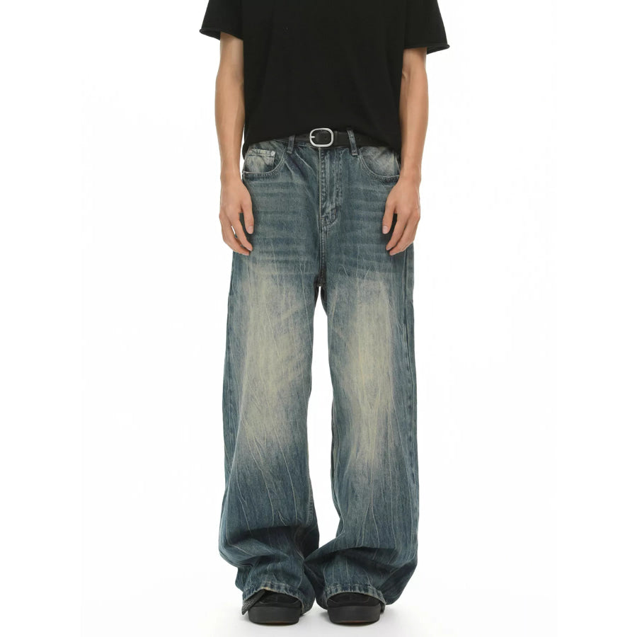 Men’s Washed Wide Leg Jeans Blue / S Apparel and Accessories