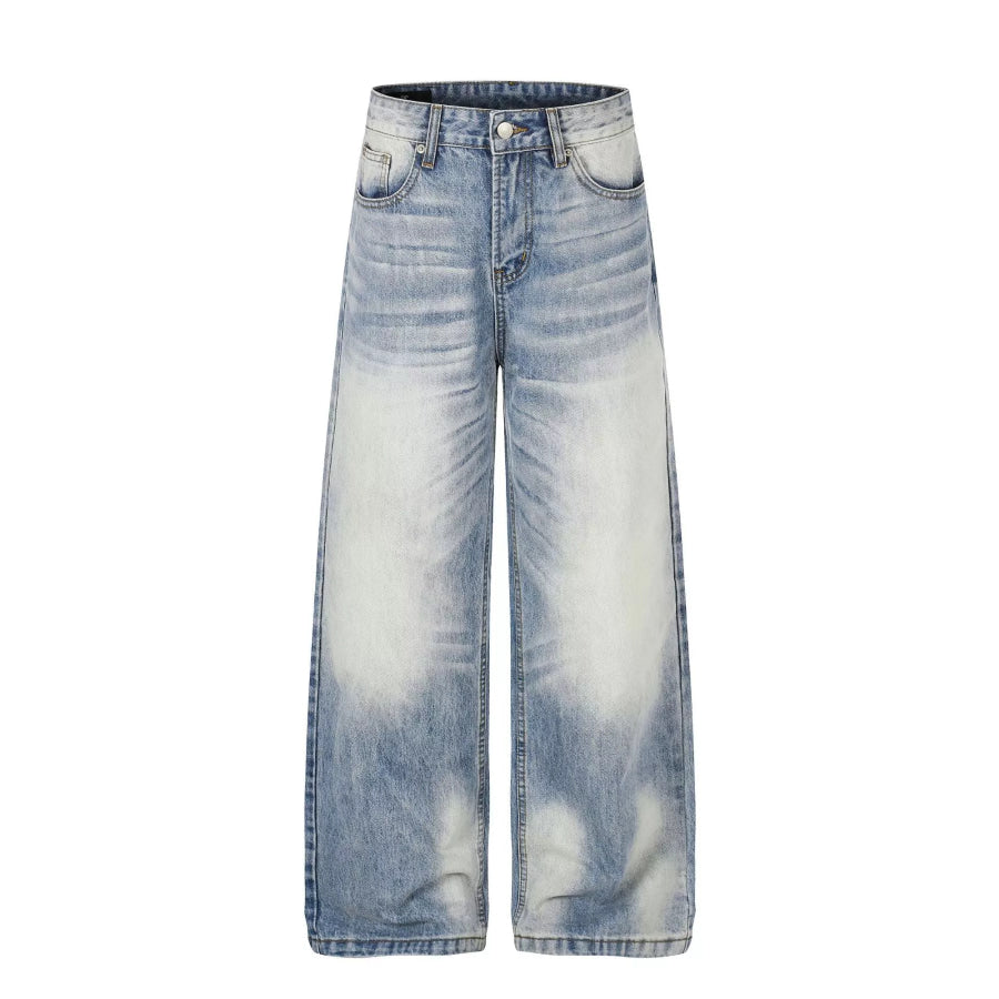 Men’s Washed Wide Leg Jeans Blue / S Apparel and Accessories