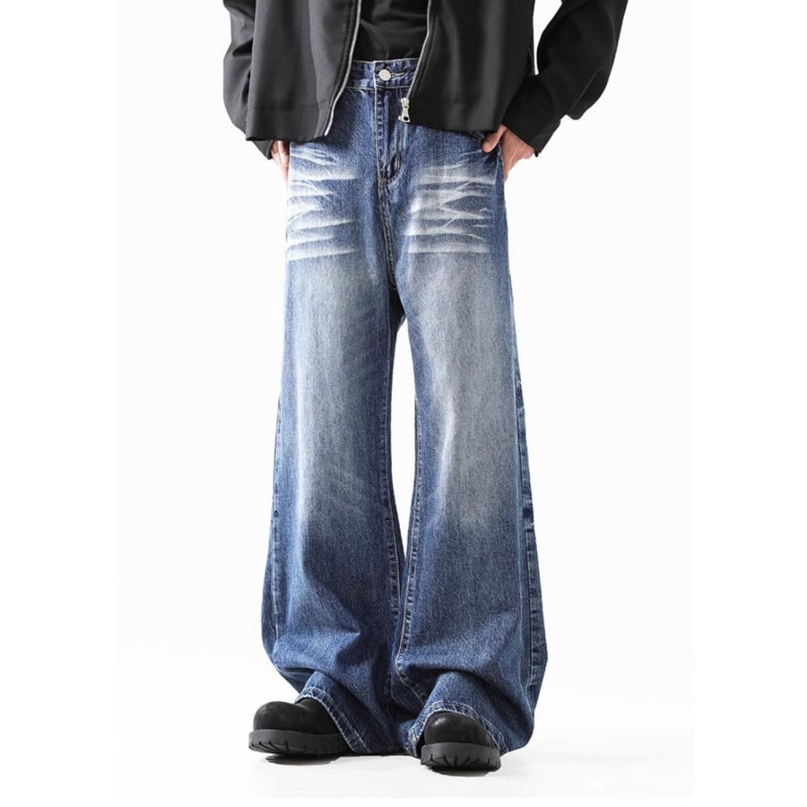 Men’s Washed Wide Leg Jeans Medium / S Apparel and Accessories