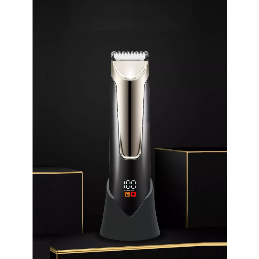 Men’s Waterproof Electric Trimmer with LCD & Dock Charging Black / ONESIZE Apparel and Accessories