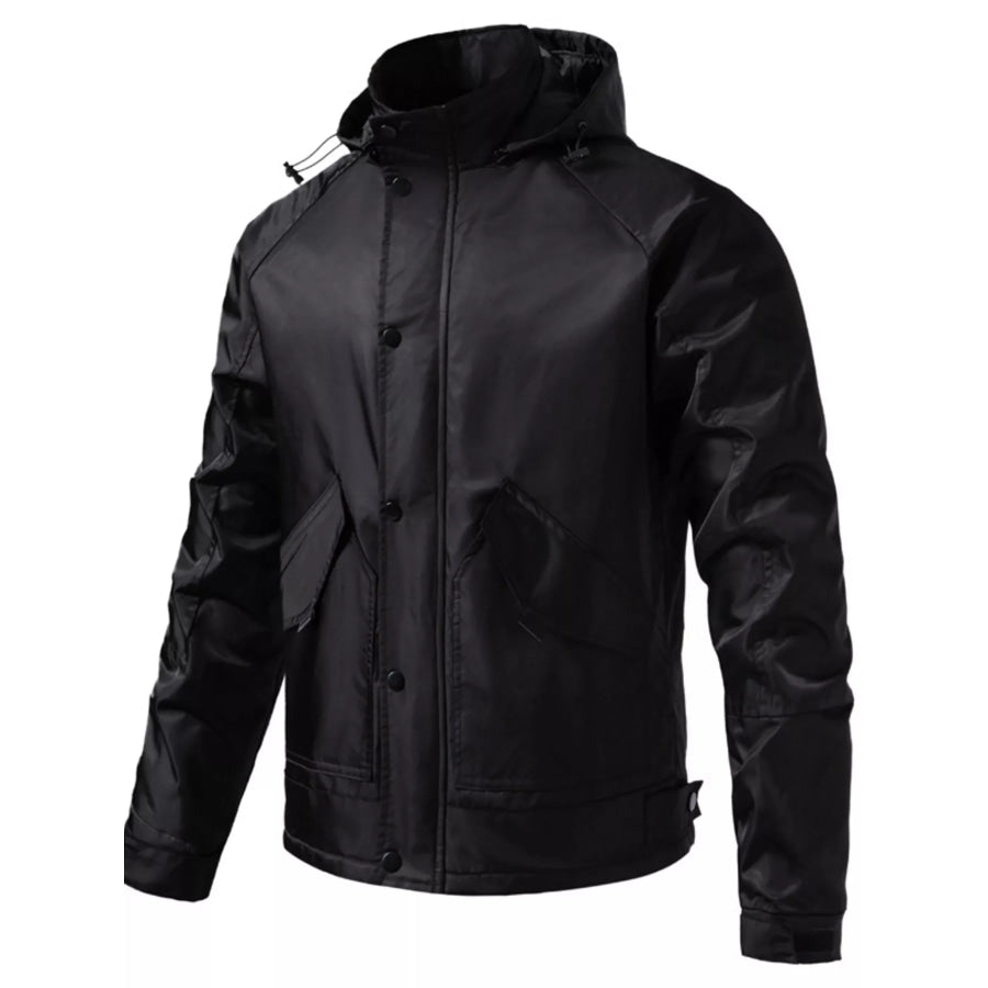 Men’s Waterproof Windbreaker Hooded Tactical Jacket Black / M