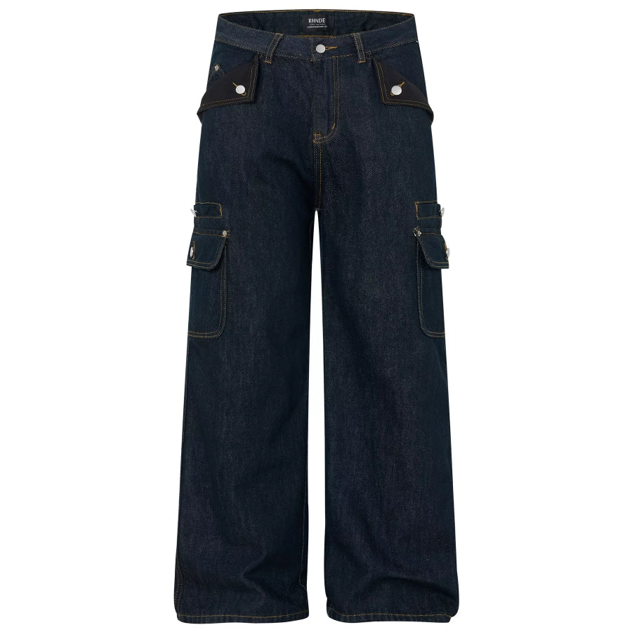 Men’s Wide-Leg Cargo Jeans Blue / S Apparel and Accessories