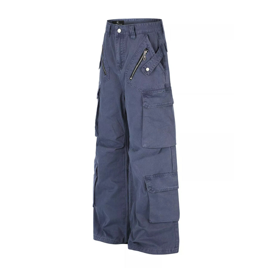 Men’s Wide Leg Cargo Pants French Blue / S Apparel and Accessories