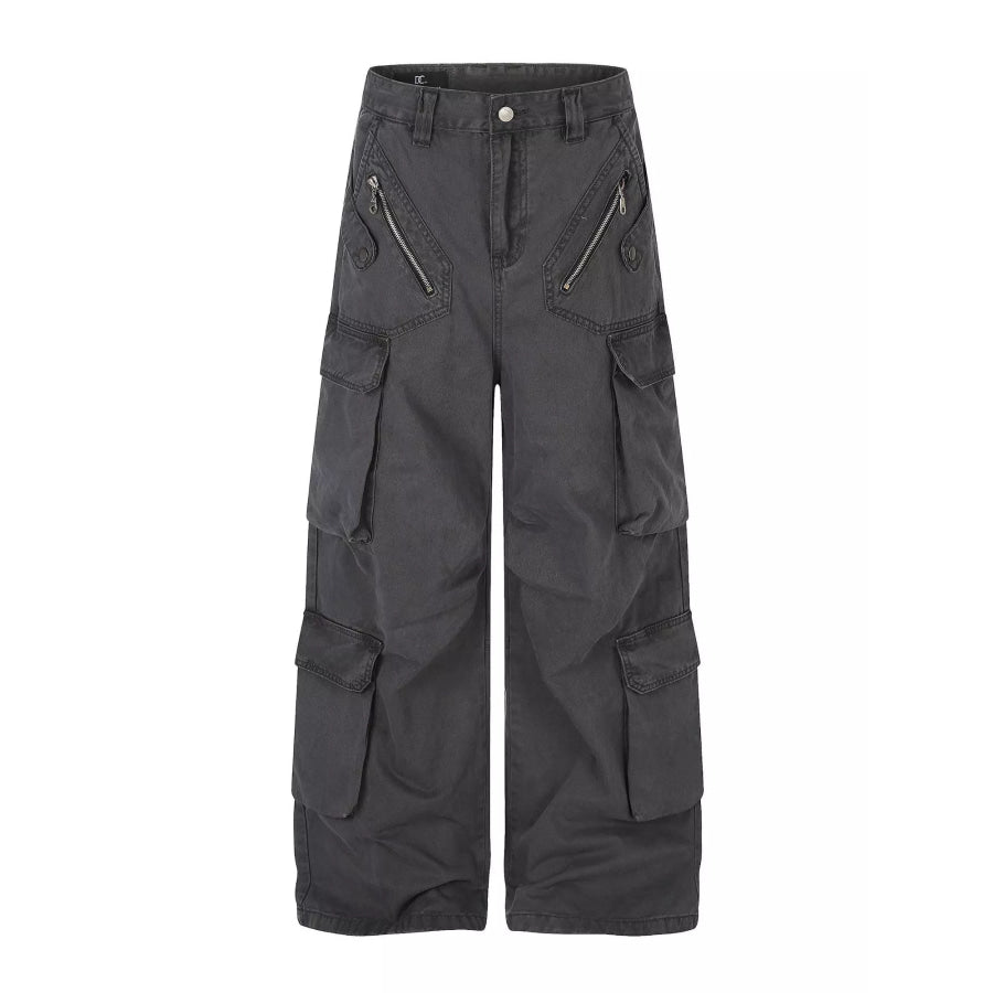 Men’s Wide Leg Cargo Pants Charcoal Gray / S Apparel and Accessories