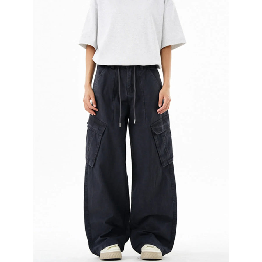 Men’s Wide Leg Cargo Pants Dark Gray / S Apparel and Accessories